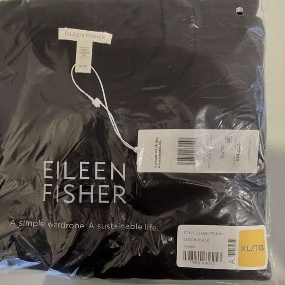 NWT EILEEN FISHER ORGANIC COTTON FRENCH TERRY BOX TOP_BLACK_XL_$148 - Picture 4 of 4